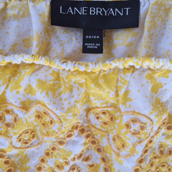 Lane Bryant Embroidered Eyelet Off Shoulder Blouse Boho Goldenrod 22 24 COTTON - Picture 15 of 16